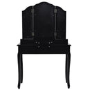 Makeup Table Stool Set Tri Folding Mirror Vanity  Black
