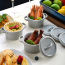 4-Piece 300ML Small Ceramic Ramekins Baking Plate Dish with Lid