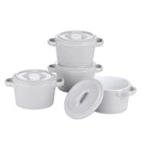 4-Piece 300ML Small Ceramic Ramekins Baking Plate Dish with Lid