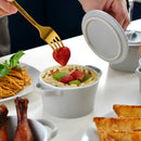 4-Piece 300ML Small Ceramic Ramekins Baking Plate Dish with Lid