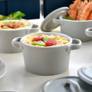 4-Piece 300ML Small Ceramic Ramekins Baking Plate Dish with Lid