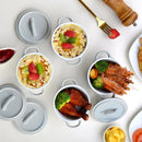 4-Piece 300ML Small Ceramic Ramekins Baking Plate Dish with Lid