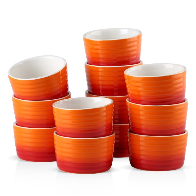 6/12-Piece 300ML Porcelain Souffle Cup Bake Plate Set Souffle Cup