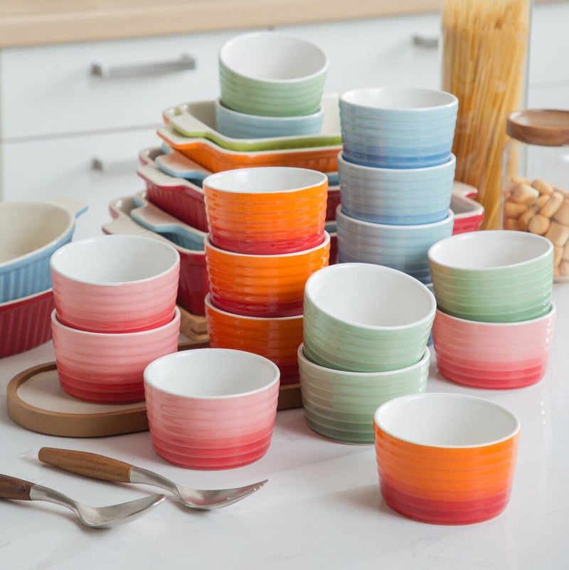 6/12-Piece 300ML Porcelain Souffle Cup Bake Plate Set Souffle Cup