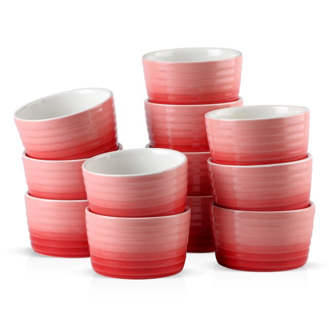 6/12-Piece 300ML Porcelain Cake Bake Dishes Souffle Cup Set