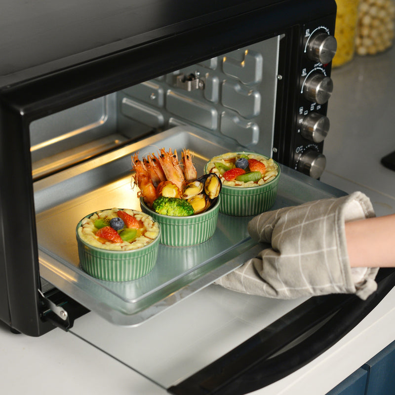 6-Piece Green Round Baking Ramekins Dishes Set Oven Safe