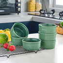 6-Piece Green Round Baking Ramekins Dishes Set Oven Safe