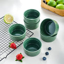 6-Piece Green Round Baking Ramekins Dishes Set Oven Safe