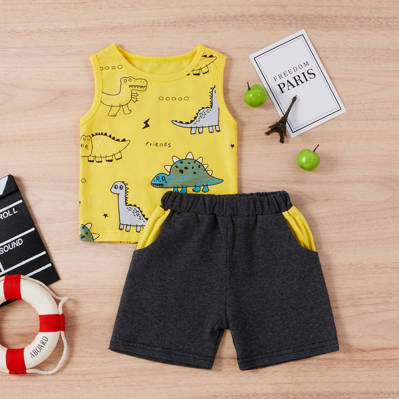 Summer Kids Infant Clothing Sets Baby Boby Toddler Boys Clothes Football Basketball Sports Vest T-shrits Shorts Tracksuit D30