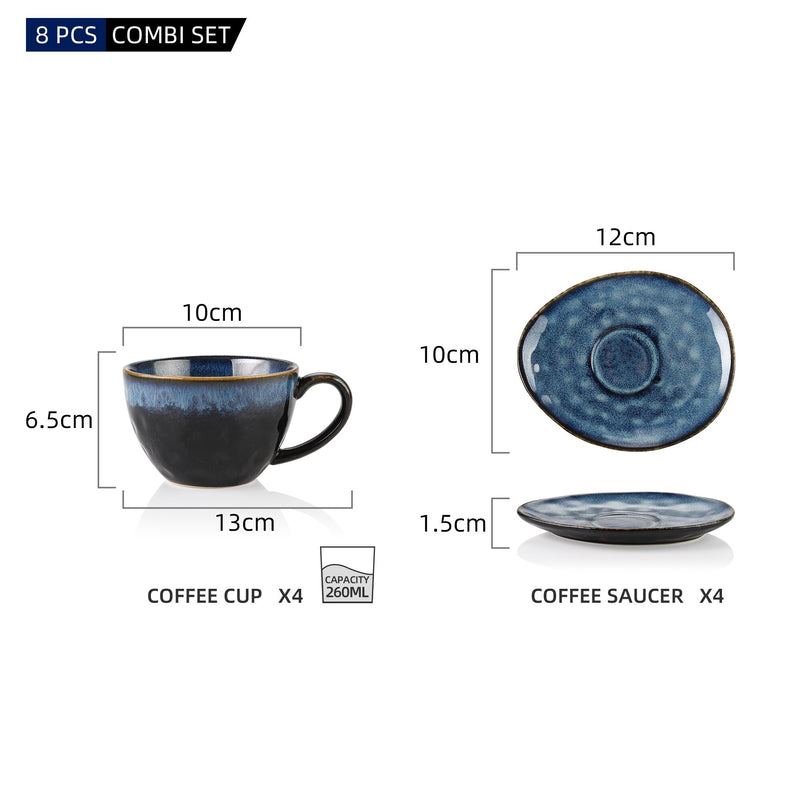Starry Blue Ceramic Coffee Cup and Saucer Set Blue Kiln Change Glaze  Tea Cup&Saucer