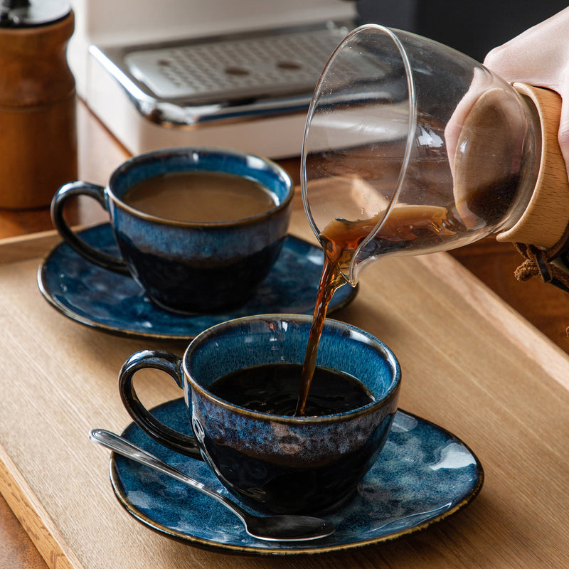 Starry Blue Ceramic Coffee Cup and Saucer Set Blue Kiln Change Glaze  Tea Cup&Saucer