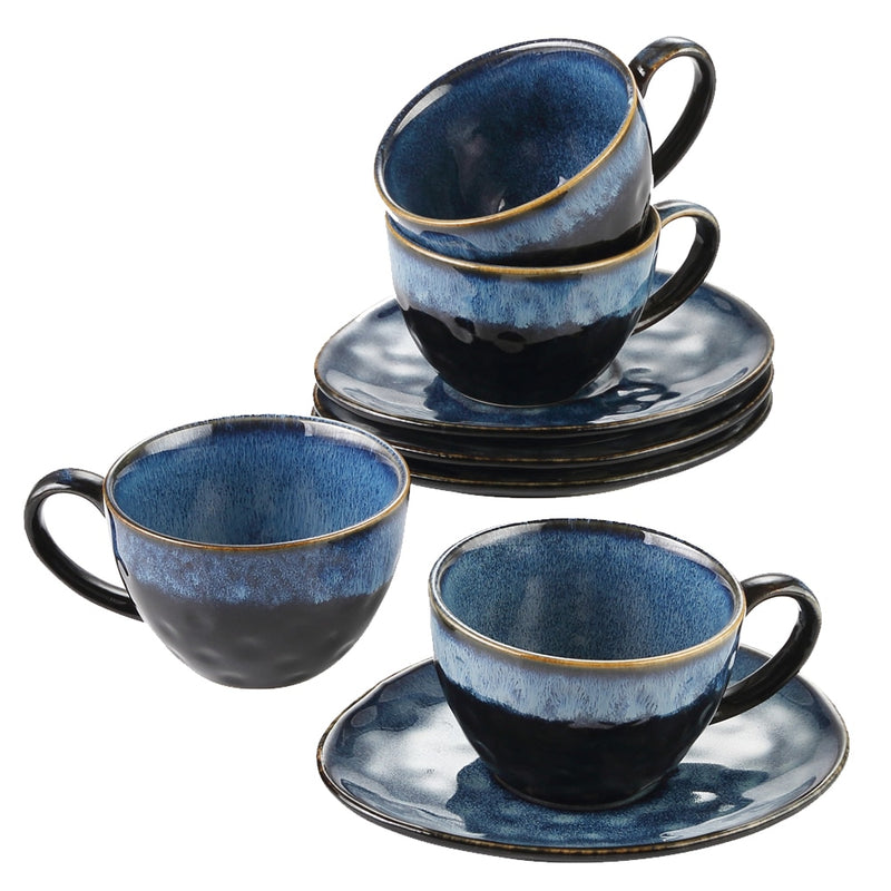 Starry Blue Ceramic Coffee Cup and Saucer Set Blue Kiln Change Glaze  Tea Cup&Saucer