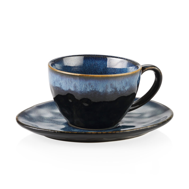 Starry Blue Ceramic Coffee Cup and Saucer Set Blue Kiln Change Glaze  Tea Cup&Saucer