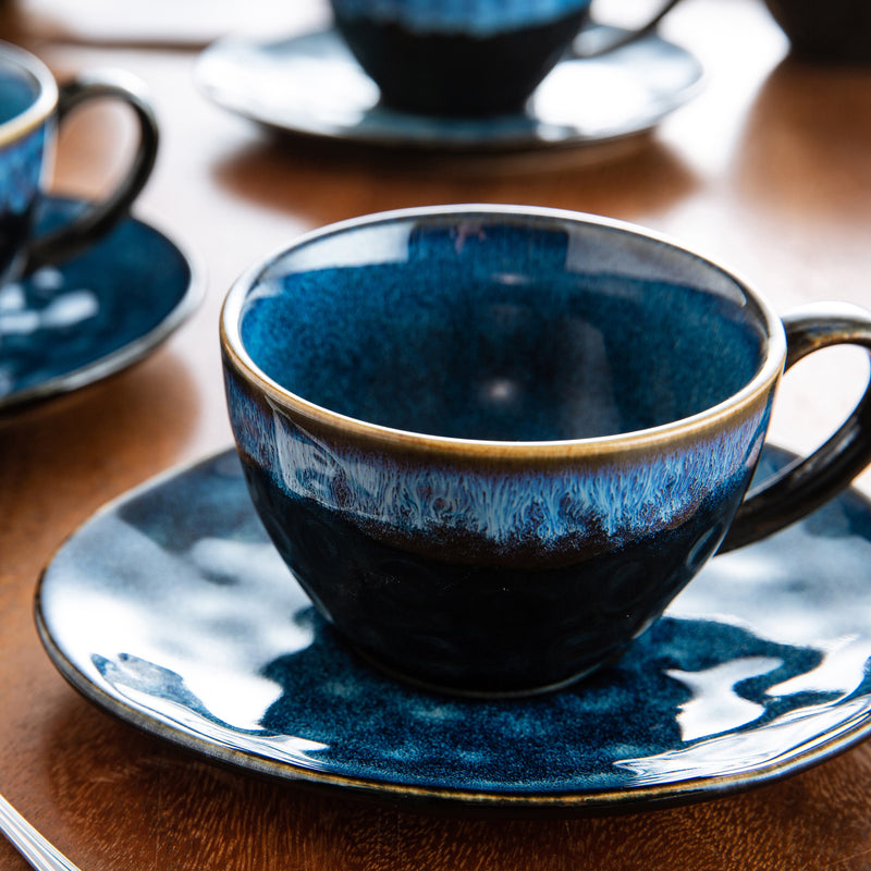 Starry Blue Ceramic Coffee Cup and Saucer Set Blue Kiln Change Glaze  Tea Cup&Saucer