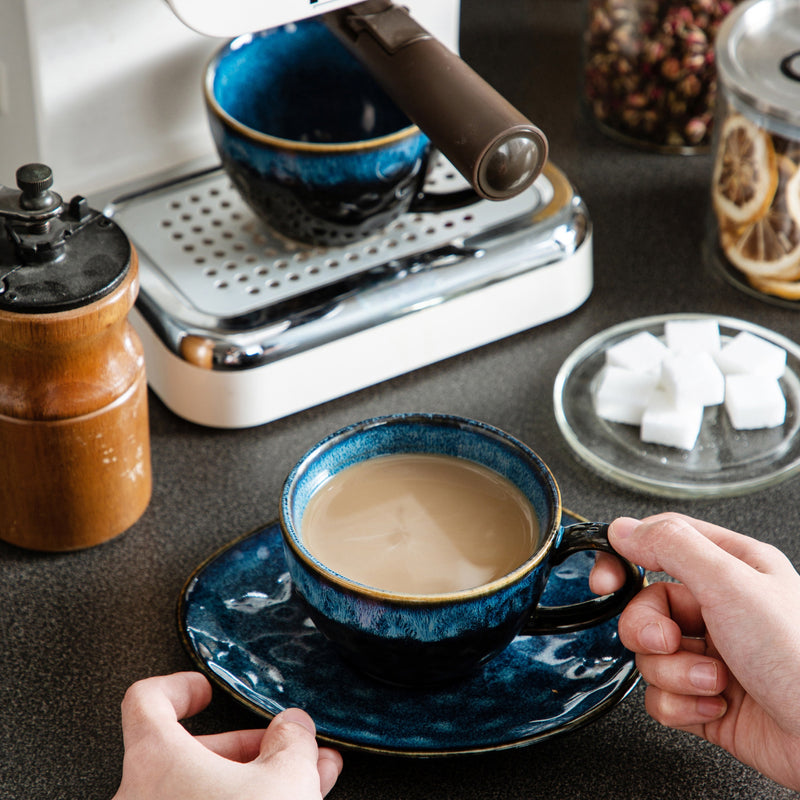 Starry Blue Ceramic Coffee Cup and Saucer Set Blue Kiln Change Glaze  Tea Cup&Saucer