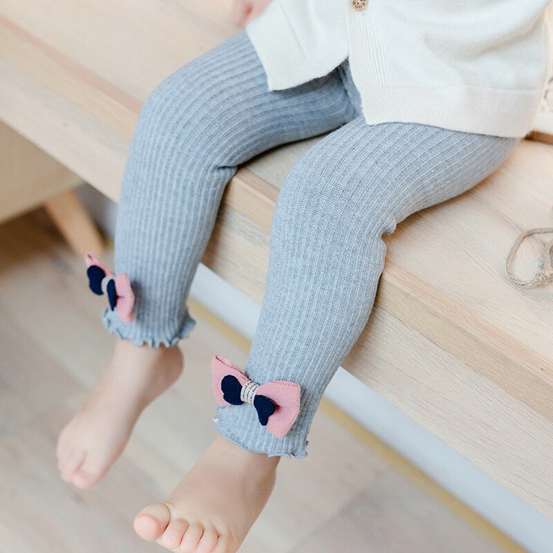 Autumn Winter Kids Girls Knitted Leggings Children Bowknot Design Legging Pant Hot