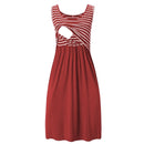 Women's Sleeveless Nursing Tank Dress Stripe Maternity Dress Breastfeeding Pregnancy Clothes Pregnant Women Summer Dresses D30