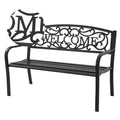 Garden Bench Park Yard Outdoor Furniture Steel Frame Porch Path Loveseat Chair OP70411