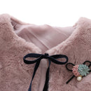 Baby Girls Winter Dress Coats Princess Fur Vest with Long Sleeve Floral Fleece Dress
