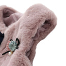Baby Girls Winter Dress Coats Princess Fur Vest with Long Sleeve Floral Fleece Dress