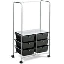 6 Drawer Rolling Storage Cart w/Hanging Bar Office School Organizer HW65858