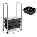 6 Drawer Rolling Storage Cart w/Hanging Bar Office School Organizer HW65858