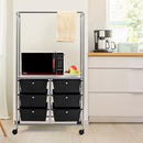 6 Drawer Rolling Storage Cart w/Hanging Bar Office School Organizer HW65858