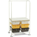 6 Drawer Rolling Storage Cart w/Hanging Bar Office School Organizer HW65858