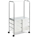 6 Drawer Rolling Storage Cart w/Hanging Bar Office School Organizer HW65858