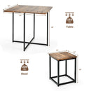 5pcs Dining Set Compact Dining Table and 4 Stools Metal Frame Nature/Walnut