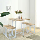 5pcs Dining Set Compact Dining Table and 4 Stools Metal Frame Nature/Walnut