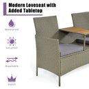 2-Person Patio Rattan Conversation Furniture Set Loveseat Coffee Table