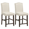 Set of 2 Fabric Barstools Nail Head Trim Counter Height Dining Side Chairs Beige/Grey