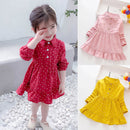 Autumn Casual Baby Girls Dot Print Long Sleeve Dress Kids Toddler Party Princess Dress Colourful