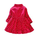 Autumn Casual Baby Girls Dot Print Long Sleeve Dress Kids Toddler Party Princess Dress Colourful