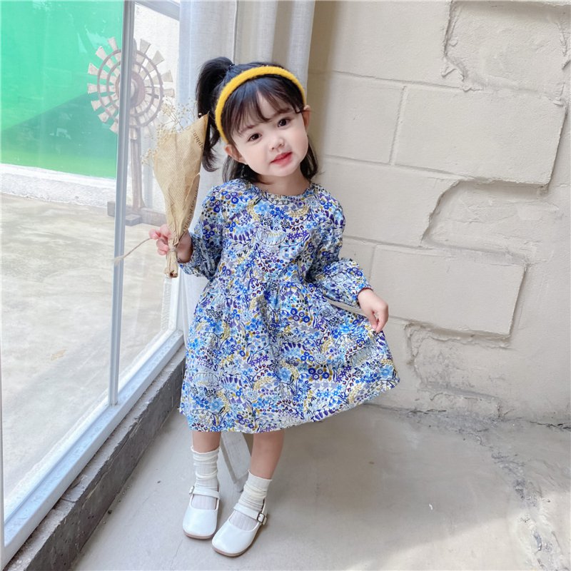 Baby Girls Autumn Clothes Children Girls Cute Dresses Casual Robes Costumn For Kids Solid Color Clothing 0-8 T