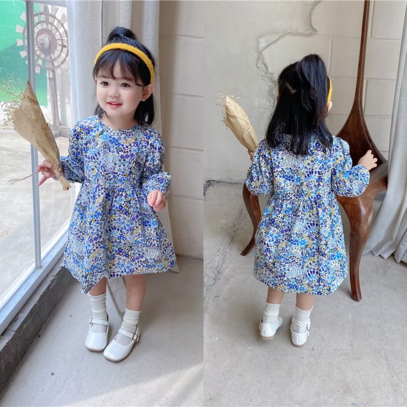 Baby Girls Autumn Clothes Children Girls Cute Dresses Casual Robes Costumn For Kids Solid Color Clothing 0-8 T