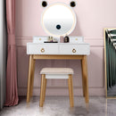 Dressing Table Set Touch Screen Dimming Mirror W/Bluetooth Speakers HW65992US-WH