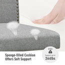 Set of 2 Nailhead Bar Stools 29" Bar Height with Rubber Wood Legs Grey/Beige
