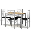 5 Piece Dining Set Table & 4 Chairs Kitchen Breakfast Furniture with Metal Legs