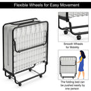 Rollaway Folding Metal Bed Memory Foam Mattress Cot Guest Made in Italy