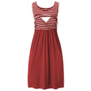 Women's Sleeveless Nursing Tank Dress Stripe Maternity Dress Breastfeeding Pregnancy Clothes Pregnant Women Summer Dresses D30