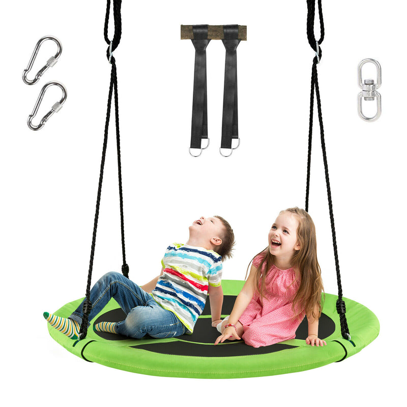 40" 770 lbs Flying Saucer Tree Swing Kids Gift w/ 2 Tree Hanging Straps Green