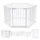 6 Panel Metal Gate Baby Pet Fence Safe Playpen Barrier Wall-mount Multifunction HW63353WH