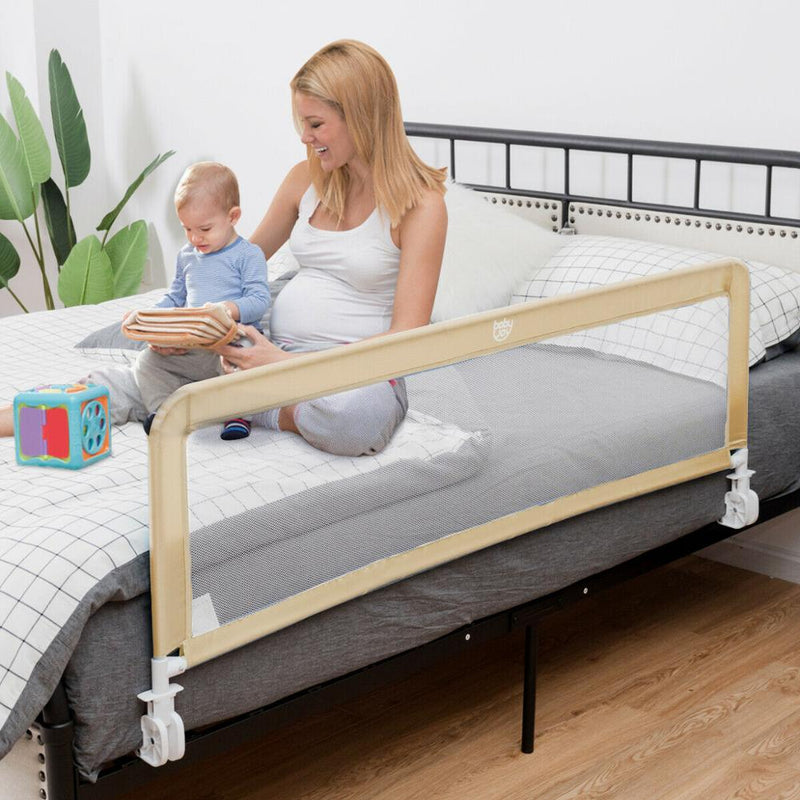 59" Breathable Baby Children Toddlers Bed Rail Guard Safety Swing Down Beige