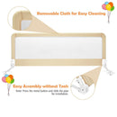 59" Breathable Baby Children Toddlers Bed Rail Guard Safety Swing Down Beige