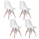 Set of 4 Mid Century Modern Style Dining Side Chair Wood Leg HW65771WH-4
