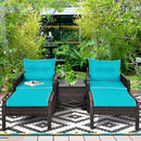 5 PCS Patio Rattan Wicker Furniture Set Sofa Ottoman Coffee Table Cushioned Yard HW63771
