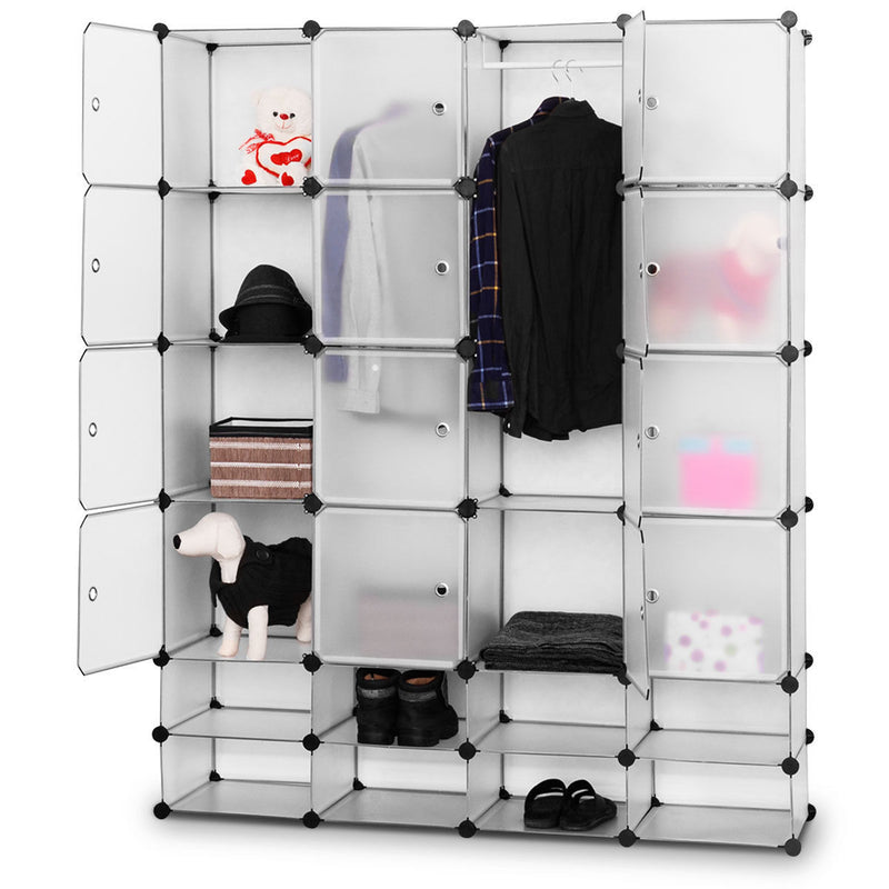 DIY 16+8 Cube Portable Clothes Wardrobe Cabinet Closet Storage Organizer W/Doors