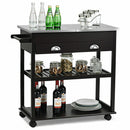 Rolling Kitchen Island Trolley Cart Stainless Steel Flip Tabletop w/Drawer